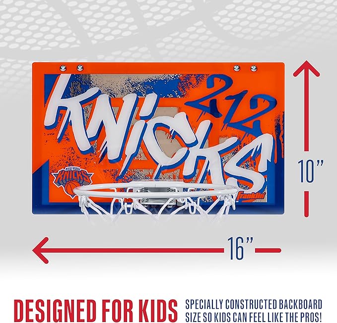 Franklin Sports NBA Team Over the Door Basketball Hoops - Kids Indoor Mini Basketball Hoop + Ball Set - NBA Fan Mini Hoops