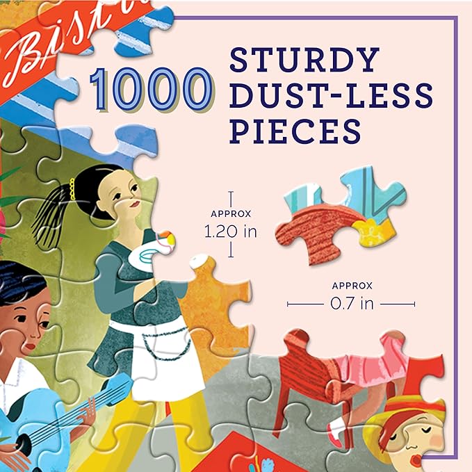 eeBoo 1000 Piece Puzzle - Marketplace in France Jigsaw Puzzle for Adults, Square 23" x 23" Made with Recycled Board & Vegetable-Based Ink
