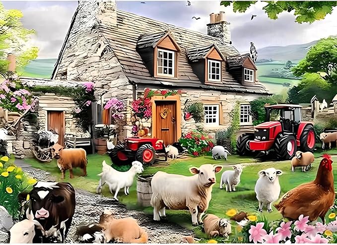 Farm Animal 1000 Piece Puzzle for Adults,Puzzles for Adults 1000 Pieces,Hard Difficult and Challenging Mosaic Jigsaw Puzzles Toy Games 1000Pieces 27.5 X 19.7inch