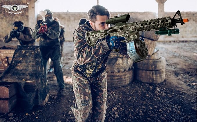 M416 Large Gel Splat Blaster for with Goggles, with Drum and Manual & Electric Dual Mode Gel Splat Blaster, for Team Game - Ages 14 +(Camouflage)