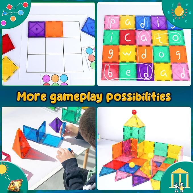 Magnetic Tiles Toddler Toys Magnetic Building Blocks for Kids Ages 3-12 STEM Educational Toys for Girls & Boys Sensory Toys for Kids with Autism Classroom Must Haves Easter Basket Stuffers for Toddler