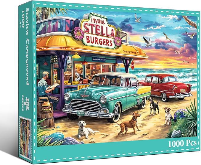 Jigsaw Puzzles for Adults 1000 Pieces, Interlock Perfectly No Dust, Impossible Difficult Hard Fun 1000 Piece Jigsaw Puzzles for Adults-1:1 Poster-Seaview Campground