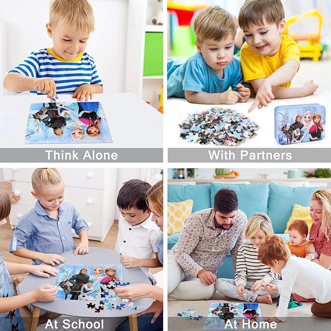 LELEMON Puzzles for Kids Ages 4-6,100 Piece Puzzles for Kids Ages 4-8 in a Metal Box,Educational Jigsaw Puzzles in a Metal Box,100 Piece Puzzle Games Puzzle Toys for Girls and Boys