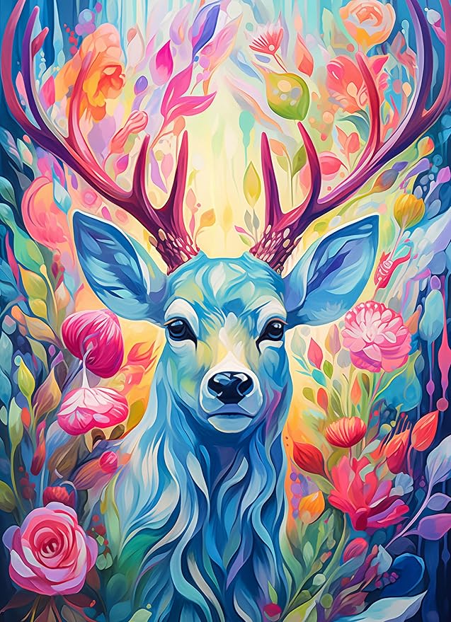 Jigsaw Puzzles 1000 Pieces Geometric Colorful Deer Puzzle for Adults 1000 Pieces Fantasy Puzzles for Adults Jigsaw Puzzle Modern Art 1000 Piece Puzzles for Adults Teens Seniors