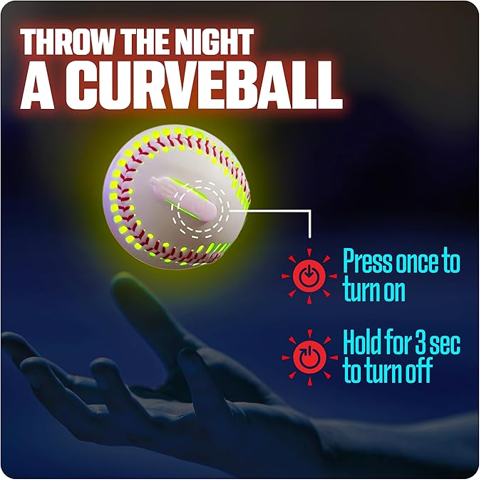 GlowCity Premium Leather LED Rechargeable Light-Up Baseball - Illuminate the Game - Nighttime Fun and Play - Sports Stuff & Gadgets for Kids Age 8 Years Old and Up - Catch Only