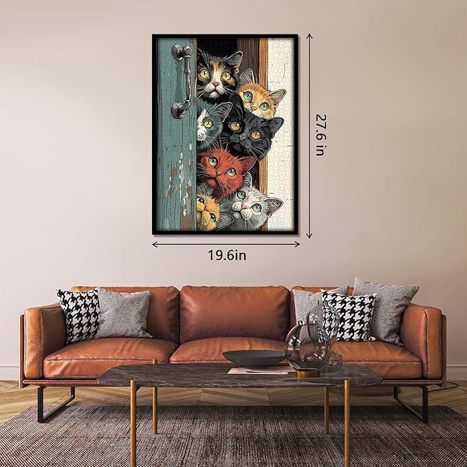 Cat Puzzles for Adults 1000 Pieces, Colorful Cats Jigsaw Puzzles, Challenging Animal Cute Kitten Puzzle as Home Wall Art