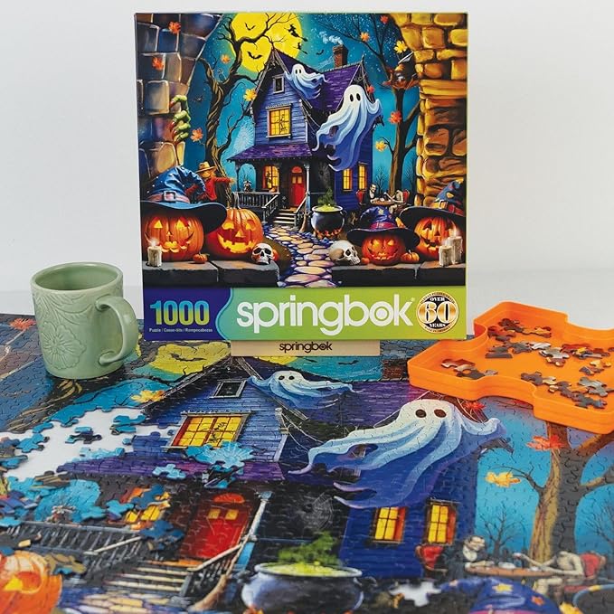 Springbok Haunted Halloween Party 1000 Piece Jigsaw Puzzle for Adults - Haunted Mansion - Unique Cut Pieces - Made in USA