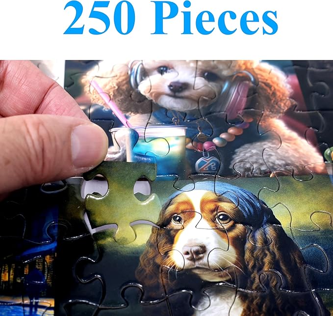 Think2Master Funny Dogs 250 Pieces Jigsaw Puzzle Featuring heartwarming Puppies and Dogs. Puzzle for Adults, Teens & Families. Great Gift. Size: 14.2” X 19.3”