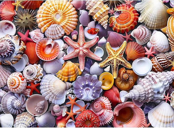 500 Pieces Jigsaw Puzzles for Adults–Colorful Beach Shells Puzzle for Adults Elderly–Recycled Paper Puzzle 500 Pieces–Glossy, Sturdy Pieces Challenging Family Game Great Gift Idea (20.5x15in)