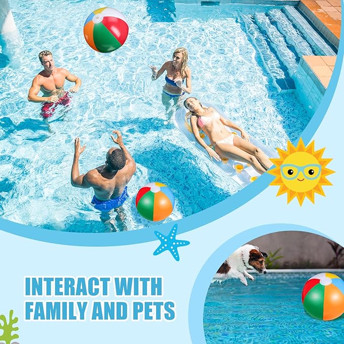Tatuo Beach Balls 3 Pcs 12 Inch Inflatable Ball Beach Ball Swimming Pool Ball Enjoyable Pool Float Balls for Outdoor Activity Birthday Summer Party Favors Water Toys (Classic Style)