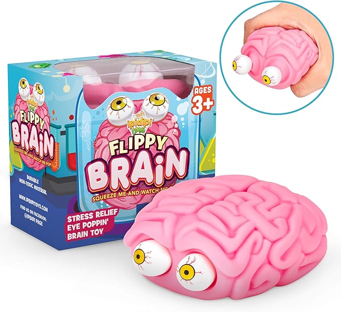 IPIDIPI TOYS Flippy Brain Squishy Eye Popping Toy – Easter Basket Stuffers - Fun Fidget Sensory Squeeze Toy, Birthday Party Favors, Goodie Bag Stuffers for Boys and Girls