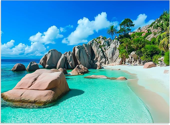 500 Piece Puzzles for Adults, Beach Jigsaw Puzzle for Adult Seniors, Recycled Cardboard Landscape Puzzle 500 Pieces, Challenging Puzzles Family Activity Game Nights Gift for Friends 20.5 * 15IN