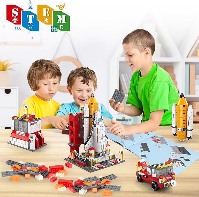 Space Exploration Shuttle Toys for 8-12 and 8-14 Years Boys Kids, 1008pcs 7 Models Aerospace Building Set with Heavy Transport Rocket and Launcher, Educational Construction Toy