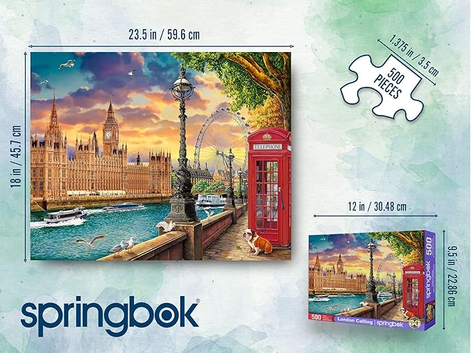 Springbok London Calling 500 Piece Jigsaw Puzzle for Adults - Travel Puzzle - Unique Cut Pieces - Made in USA