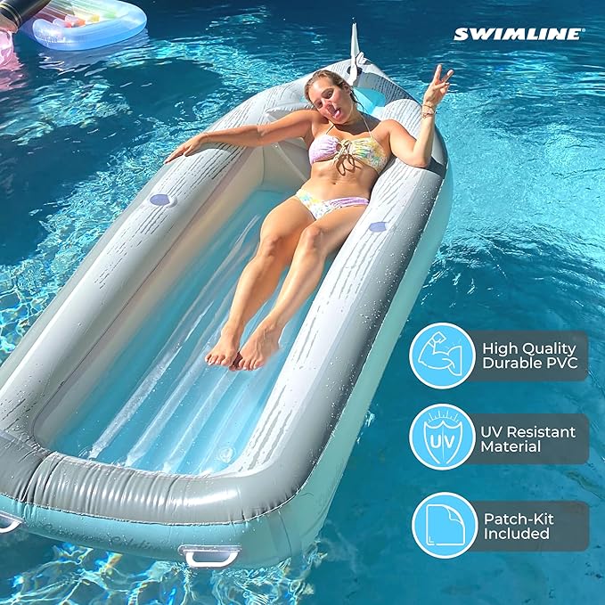 SWIMLINE Inflatable Swimming Pool Float Lounger Raft Mattress, Fun Mat, Classic Cruiser, Blue