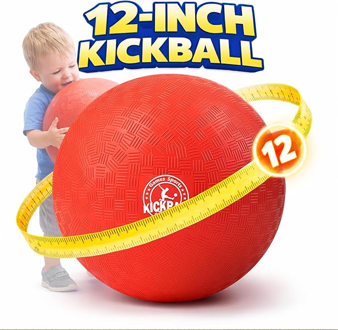 12 Inch Kickball Playground Balls Set(1,6,12)Pack, Durable PVC Dodgeballs for Kids & Adults, Outdoor & Indoor Games with Pump and Bag, Bouncy Balls for School, Gym, Birthday Gift for Boys and Girls