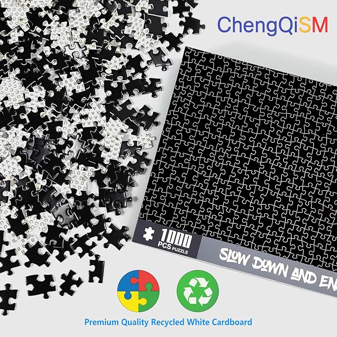 1000 Piece Puzzle for Adults, Black Jigsaw Puzzles 1000 Pieces with Letters on Back, Impossible Difficult Hard Puzzles for Adults Seniors Teens Challenging Gift, Finished Size 27.6 x 19.7 inches
