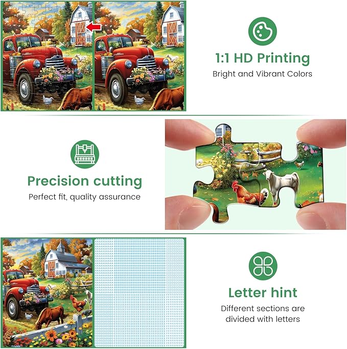 300 Pieces Jigsaw Puzzle for Adults,Country Life Puzzle 300 Pieces Highlights the Agricultural Life and Rural Beauty - Thick,Sturdy Pieces Challenging Family Activity Great Gift Idea,20.5 x 15 in