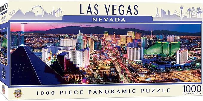MasterPieces - 1000 Piece Jigsaw Puzzle, Las Vegas Skyline Panoramic, Fun for Adults, Family, Kids 13"x39