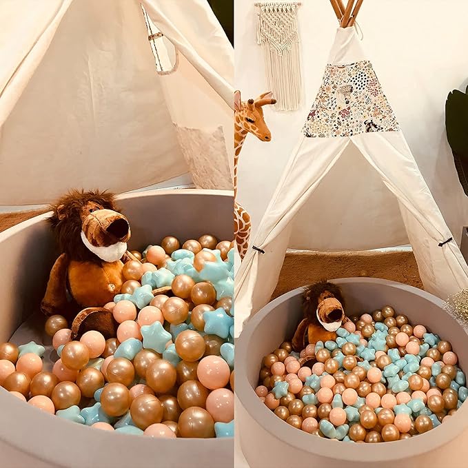 Realhaha Ball Pit Balls 50 100 200 500, Star Shapes for Babies Kids Playpen Plastic Balls for Babies Ball Pool Puppy Playballs