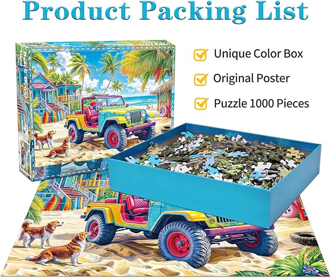 Jigsaw Puzzles for Adults 1000 Piece Puzzle for Adults 1000 Pieces Puzzle 1000 Pieces-Colorful Beach Buggy