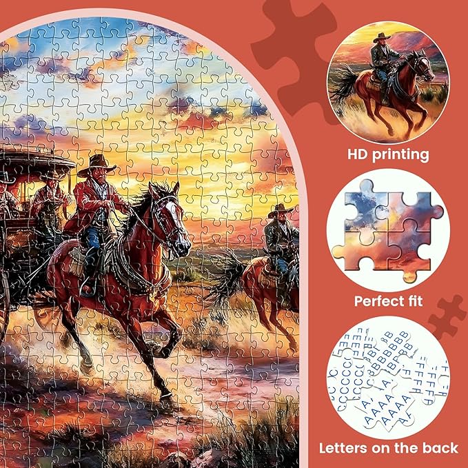 500 Piece Puzzles for Adults, Wild Horses Jigsaw Puzzles 500 Pieces, Beautiful Sunset Sky Jigsaw Puzzles, Challenging Puzzle Home Decor Birthday Party Gift for Adults Seniors Age 14+
