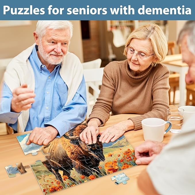 6 Pack 36 Piece Large Jigsaw Puzzle for Seniors Puzzles Dementia Alzheimer's Products and Activities for Elderly Adults Alzheimer's Puzzles Easy Memory Games Gift for Seniors Patients in Nursing Home