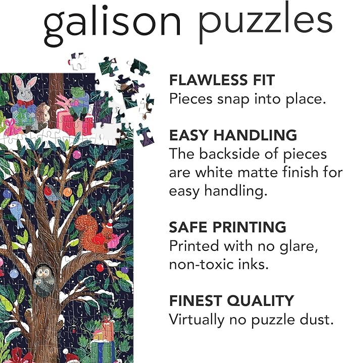 Galison Yuletide Forest – 500 Piece Jigsaw Puzzle Featuring Beautiful Artwork of A Wintery Holiday Wonderland in The Forest