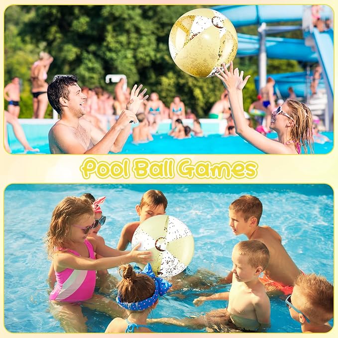 12 Pcs 16 Inch Inflatable Beach Balls Bulk Jumbo Pastel Inflatable Decorated Ball with Macaron Color PVC Party Ornaments for Summer Birthday Party Decoration(Yellow)