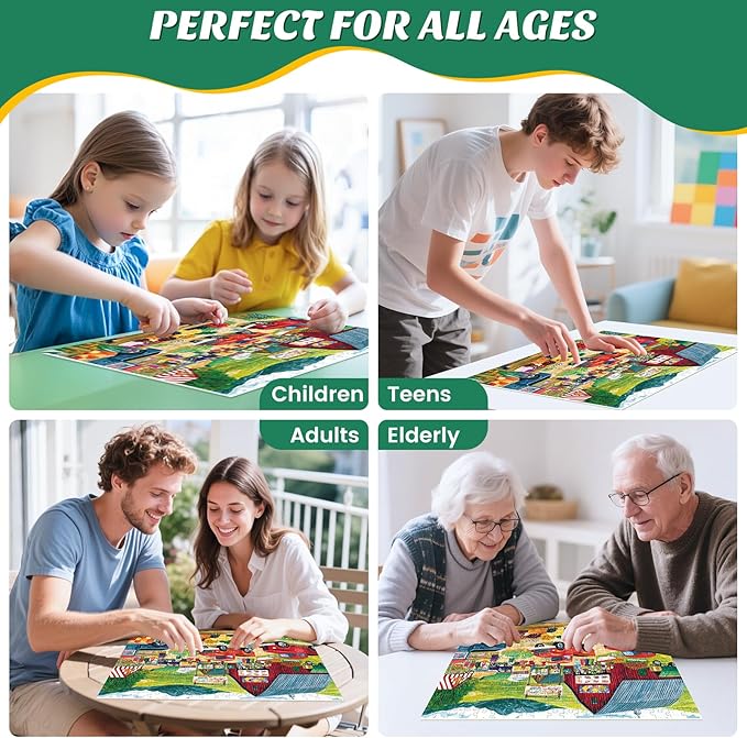 300 Piece Puzzles for Adults, Farmer’s Market Jigsaw Puzzle with Fresh Fruits, Large Piece Trucks Puzzle for Kids Ages 8-10 10-12, Fun Farm Countryside Puzzles,Family Game Great Gift 20.5 * 15in