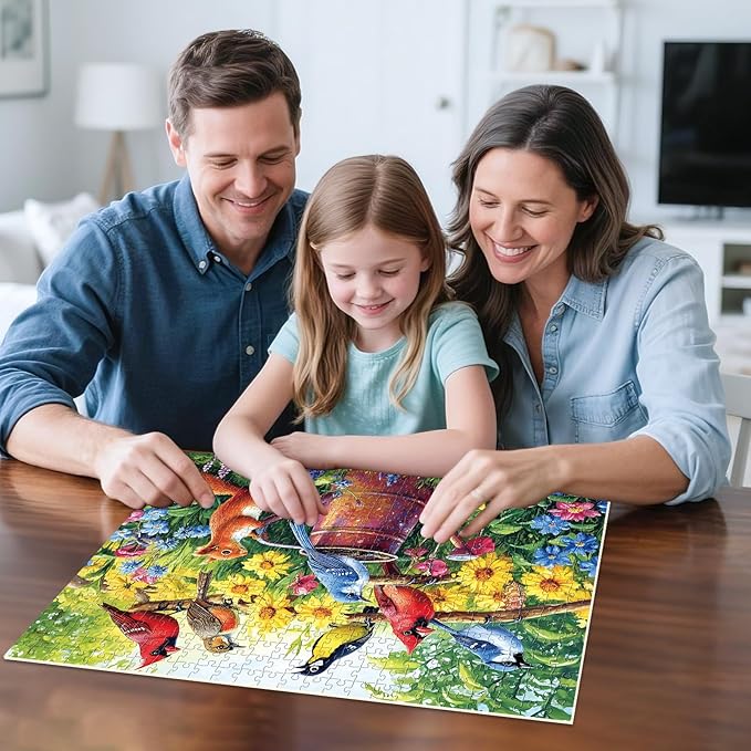 500 Piece Puzzles for Adults, Flowers Garden Puzzles, Birds Squirrels Jigsaw Puzzles 500 Pieces, Challenging Jigsaw Puzzles, Great for Birthday Party Gathering, Finished Size is 20.5 x 15 in