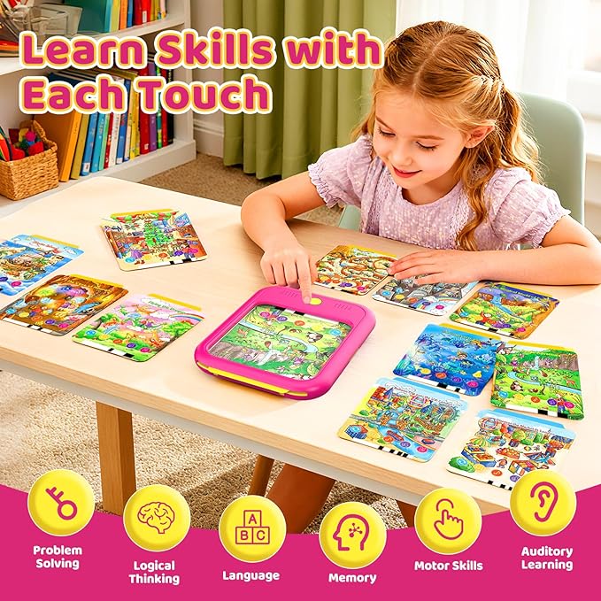 Kids Learning Tablet Bilingual, Educational Learning Toys for Toddlers 3-5 Year Olds, with 2000+ Words and Games, Autism Sensory and Speech Therapy Toys, 3 4 5 6 Year Old Girl Birthday Gift(Pink)