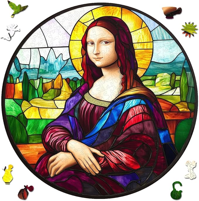 MYS A·U·R Mona Lisa Puzzles for Adults, Fine Art 200 Pieces Wooden Puzzles Collection Toy Jigsaw Puzzles Birthday Gifts Family Game 11.2"*12.2"