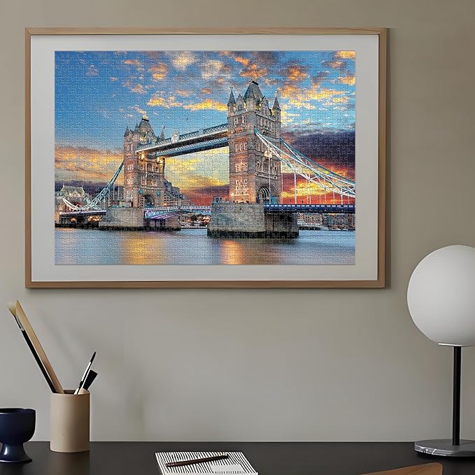 1000 Piece Jigsaw Puzzles for Adults Teens Kids - Fine Art Challenging, London Tower Bridge 1000Pcs Puzzle, Family Game Gift, Size 27"x20"