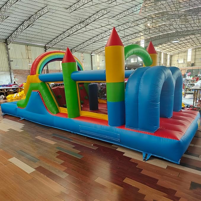 25FT Commercial Grade Bounce House for Big Kids 8-12 with Wet Dry Pool, 100% PVC Inflatable Obstacle Course Bounce House with Blower, 6 in1 Large Bounce House with Slide