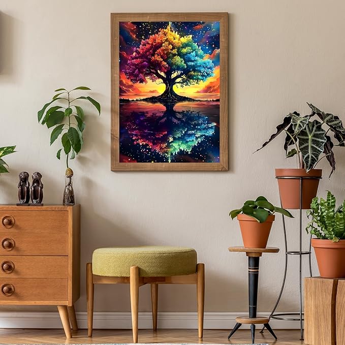 Puzzles for Adults 500 Pieces, Tree of Life Jigsaw Puzzles - Starlit Rainbow Tree, Impossible Starry Night Puzzle for Seniors Families,20.47x14.96 inches, 1:1 Poster, Letter on The Back