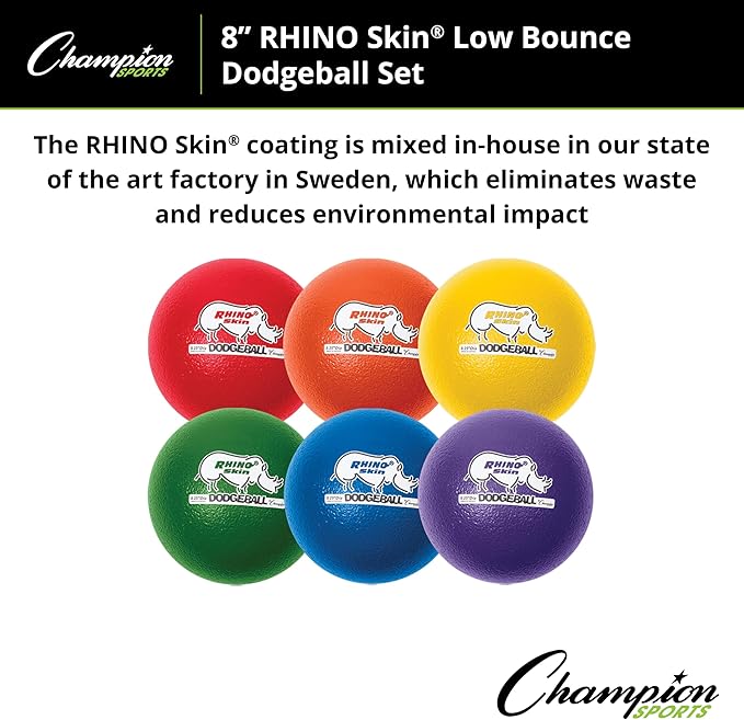 Champion Sports® Rhino Skin® Low Bounce Dodgeball Sets & Singles for Playground, PE, Backyard & League Games – Team Sports Equipment for Youth & Adults