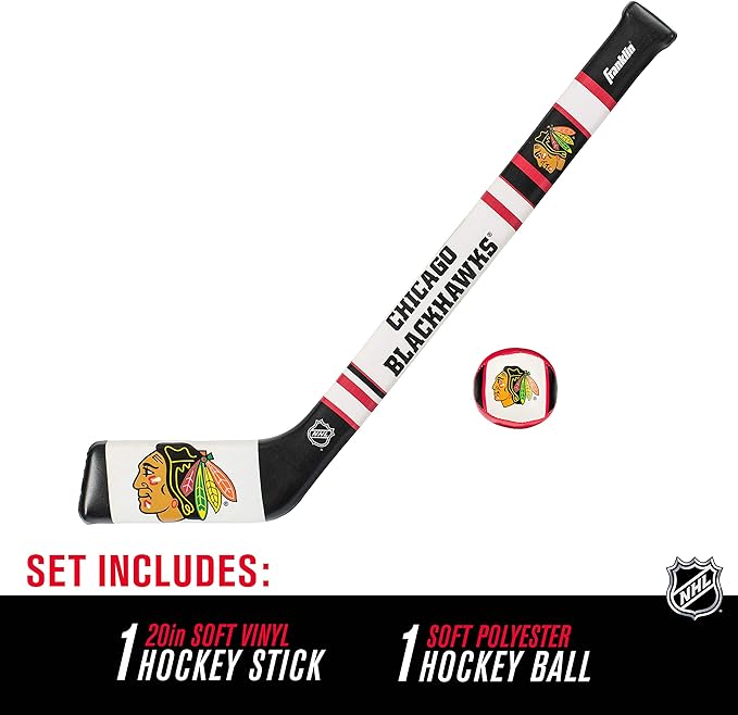 Franklin Sports NHL Team Mini Soft Hockey Stick Set - NHL Team Soft Foam Mini Hockey Stick and Ball - Great Toy for Kids