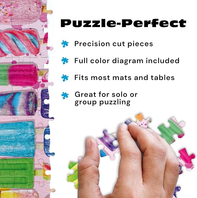 Buffalo Games - Frosty Treats - Lars Stewart - 300 Piece Large Jigsaw Puzzle for Adults - Playful Summer Ice Cream Art - Finished Size is 21.25 x 15.00, Oversized Pieces