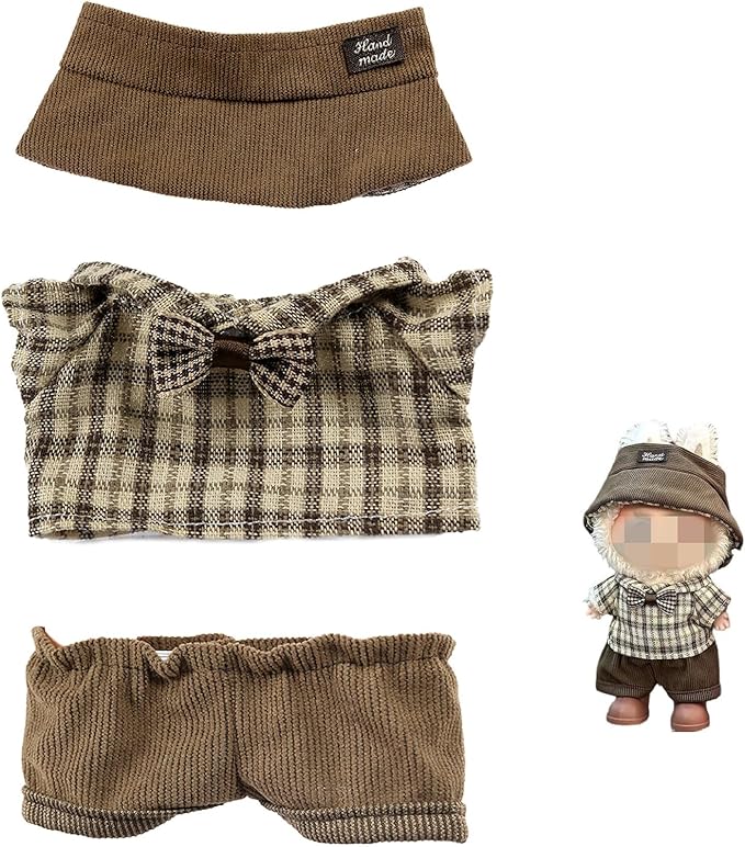 Clothes for LABUBU 17cm Doll (NO Doll),Outfit for LABUBU,Shirt+Pants+Hat Set for LABUBU Dress Up,Accessories for LABUBU