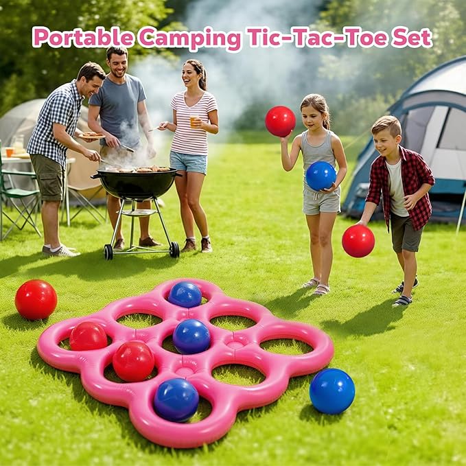 MoKo Pool Water Toys Tic-Tac-Toe Games Set, Inflatable Floats Toy with 10 Balls, Pool Games for Family Party Outdoor Beach Adults Teens Kids 2-10 Players