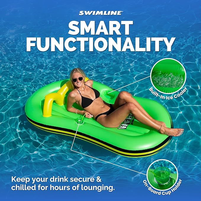 SWIMLINE Inflatable Swimming Pool Float Lounger Raft Mattress, Fun Mat, Flip Flop, Green