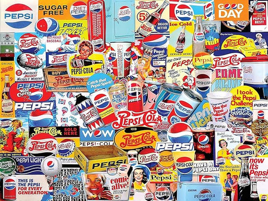 White Mountain 500 Piece Puzzle Pepsi Merchandise Collage Jigsaw Puzzles Large Pieces Gift for Adults and Seniors 18"x24" - Pepsi