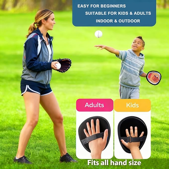 Toss and Catch Ball Game, Kids Toddler Baseball Catch Toy, Outdoor Game for Beach Pool Yard, Birthday Easter Basket Suffer Gifts for Boys Girls Age 3-12, 4 Paddles Velcro Ball and Catch Game