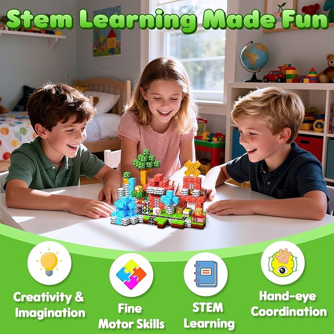 Magnetic Blocks, 100PCS Magnetic Building Blocks, Stacking Magnetic for Kids, Sensory Toy for STEM Constructions Magnetic Blocks for Boys Girls Age 3+, Holiday Birthday Gifts
