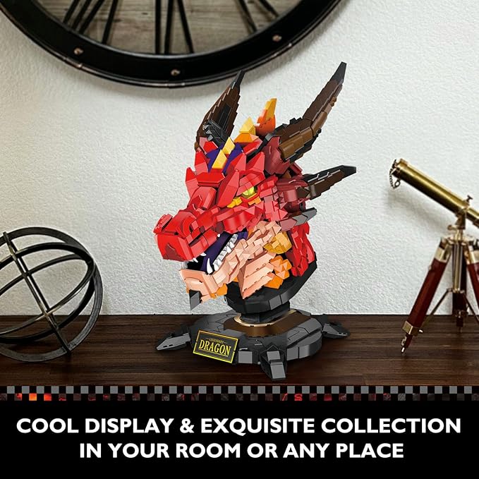 JMBricklayer Dragon Set for Adults 70105, Cool Animals Model Dragon Head Building Blocks Toy, Collection or Home Office Decor, Birthdays for Boys, Girls, Men and Adults