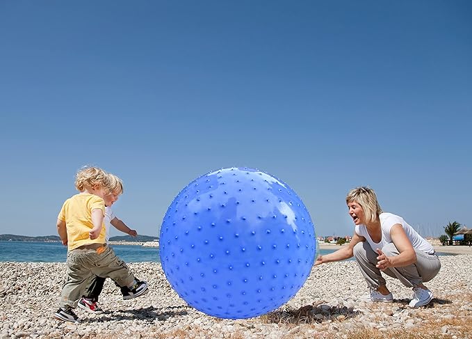 Large Sensory Massage Ball for Kids, 33.5" 85CM 3.1lbs Macaron Blue Bouncy Exercise Balls for Toddlers, Big Inflatable Toys with Tactile Spikes, Outdoor Giant Yoga Balls, Large Beach Ball