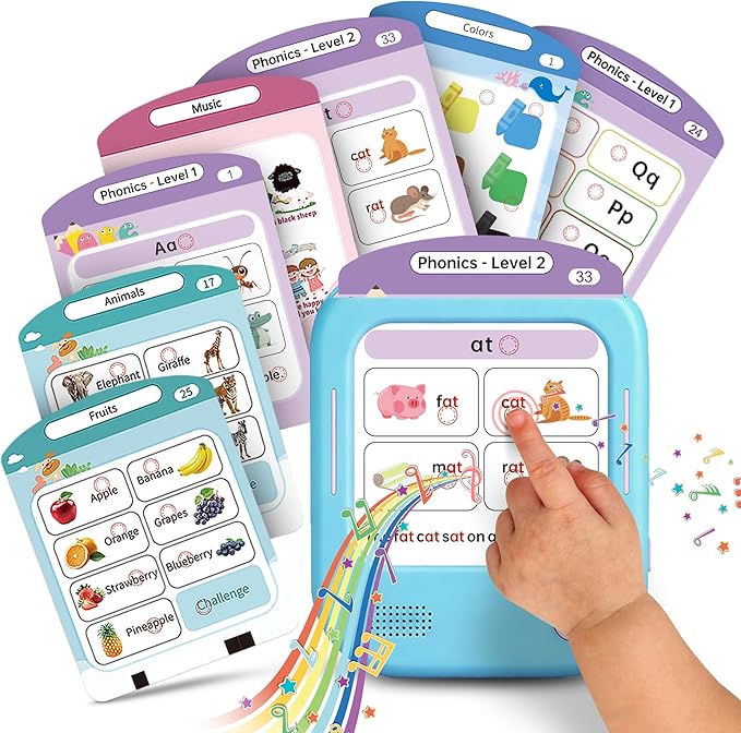 QuTZ Talking Flash Cards, Phonics Flash Cards, Learn to Read with 166 Pages, 29+ Themes, 800+ Words & Fun Facts, 700+ Interactive Games, Toddler Learning Toys for 3-6 Year Old
