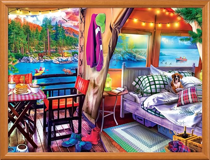 MasterPieces 300 Piece EZ Grip Jigsaw Puzzle - Glamping Style - 18"x24" - Jigsaw Puzzle with Vibrant Artwork and Durable Pieces - Fun Family Activity, Brain Challenge, and Educational Entertainment