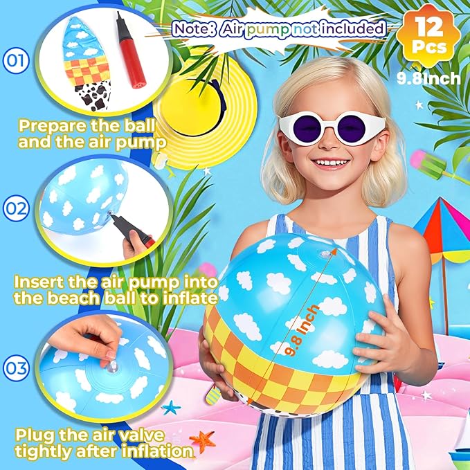 12 Pack Spider Theme Beach Ball 7.87" Inflatable Beach Balls for Summer Water Pool Games Blue and Red Spider Web Birthday Party Decorations Favors Under The Sea Party Decorations